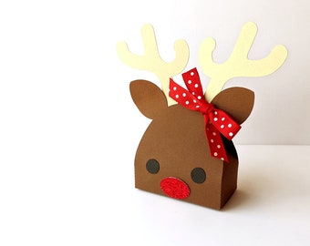 Reindeer Face Gift Box SVG Design
