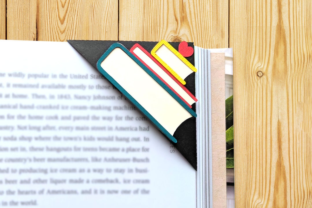 Stack of Books Papercut Corner Bookmark SVG File - Etsy