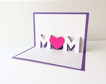 Mom with Heart Kirigami Word Pop Up Card SVG File