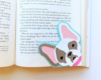 French Bulldog Face Papercut Corner Bookmark SVG File