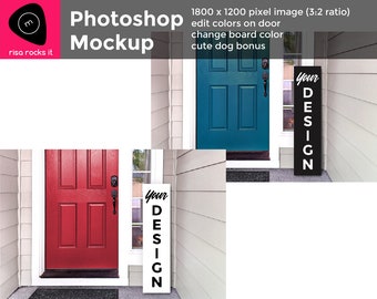 Vertical Porch Sign PSD Photoshop Product Mockup on Editable Plain Color Background