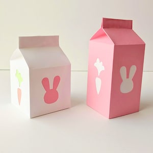 Easter Milk Carton Boxes with Carrot and Bunny Cutouts SVG Design