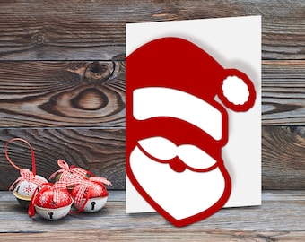 Kerstman gezicht Papercut kaart SVG snijden sjabloon