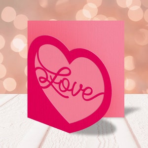 Love Heart Layered Papercut Card Cutting Template