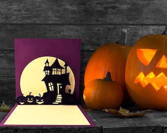 Halloween Haunted House Pop Up Card SVG Design