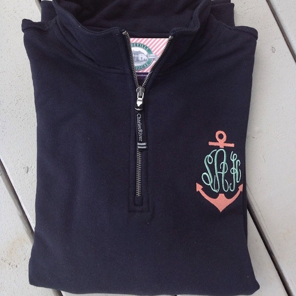 Monogrammed Quarter Zip Sweatshirt