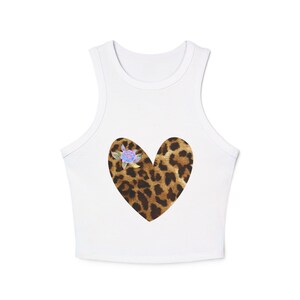 Leopard Heart Racer Tank Top - Cute Summer Top, Boho Chic Apparel, Trendy Graphic Tank, Casual Summer Wear, Gift for Her