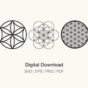 Flower of Life Clipart Bundle SVG PNG EPS Sacred Geometry Instant Download