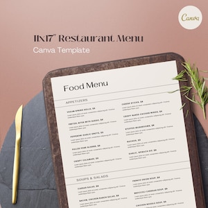Plantilla de menú de restaurante. Diseñar diseños para comida y bebida. 11x17 pulgadas. Plantilla de menú de Canva. Pub, bar o comida para llevar.