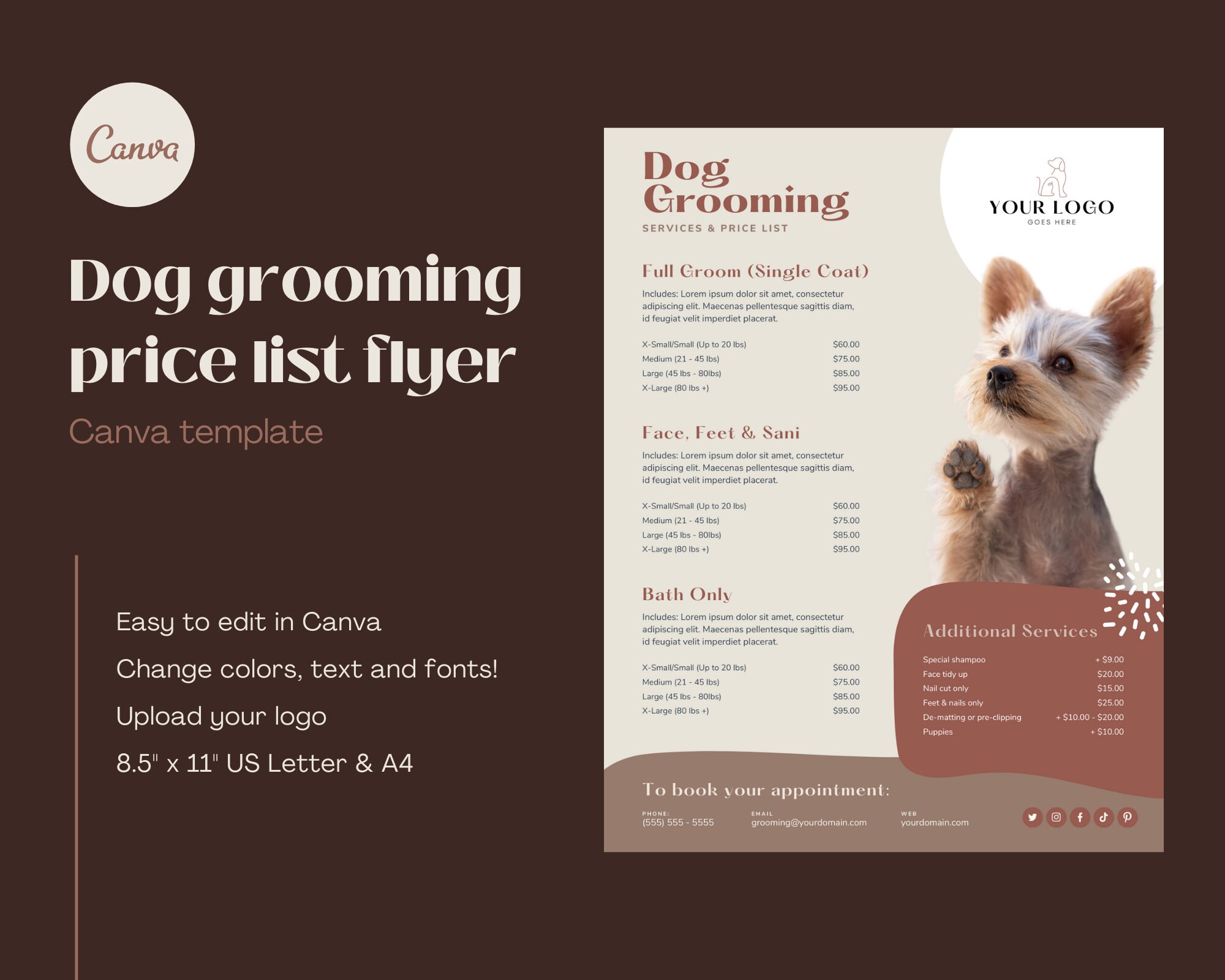 Dog Grooming Flyer and Price List Template for Dog Groomer - Etsy Denmark Dog Grooming Flyer and Price List Template for Dog Groomer - Etsy Denmark