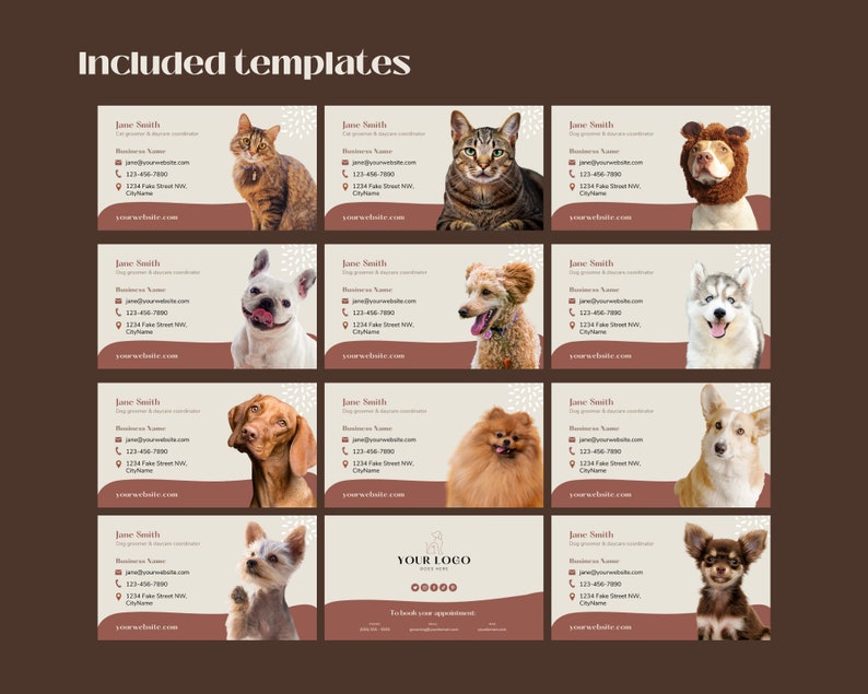 Business card template. For dog groomer, doggie daycare, puppy trainer or pet store. Editable Canva template. image 6