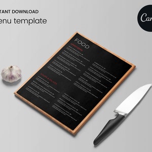 Menu modifiable et modèle de liste de prix. Restaurant, pub, boulangeries ou cafés. Dispositions de nourriture et de boisson. Modifiable dans Canva.