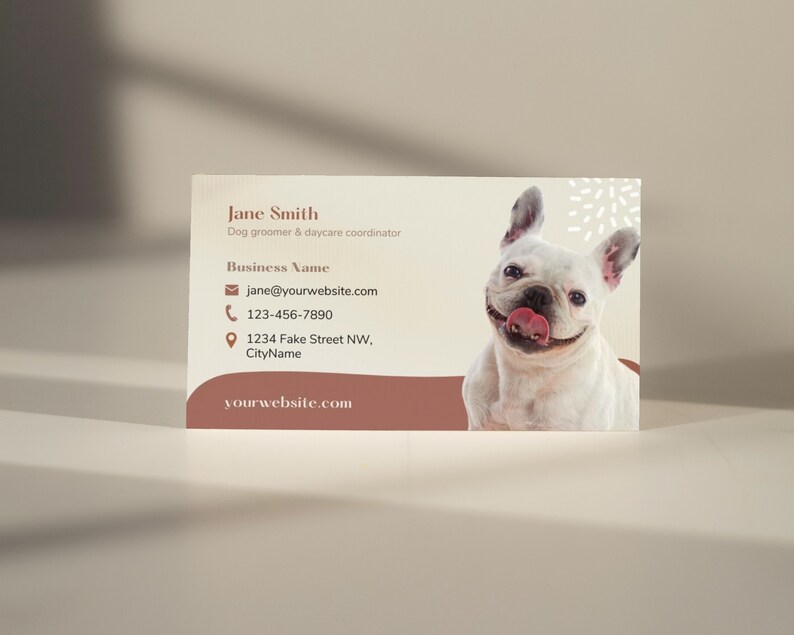 Business card template. For dog groomer, doggie daycare, puppy trainer or pet store. Editable Canva template. image 2