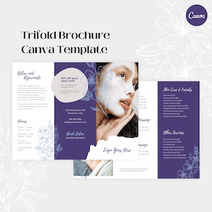 Tri-fold Brochure with Price List for spa or beauty business - US Letter - Canva Template