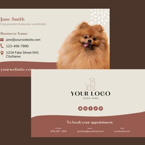 Business card template. For dog groomer, doggie daycare, puppy trainer or pet store. Editable Canva template. image 4