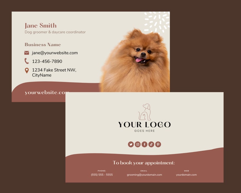 Business card template. For dog groomer, doggie daycare, puppy trainer or pet store. Editable Canva template. image 4