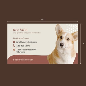 Business card template. For dog groomer, doggie daycare, puppy trainer or pet store. Editable Canva template. image 3