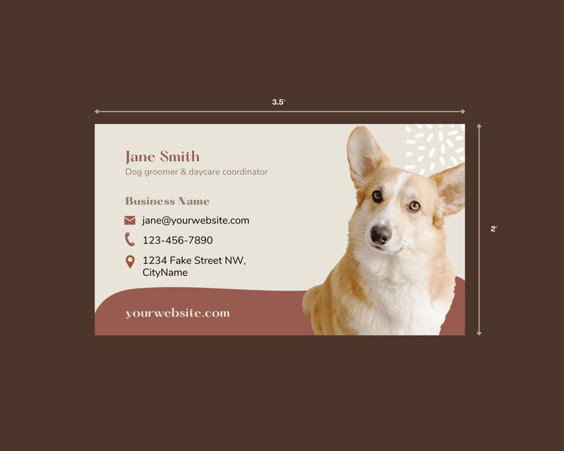 Business card template. For dog groomer, doggie daycare, puppy trainer or pet store. Editable Canva template. image 3