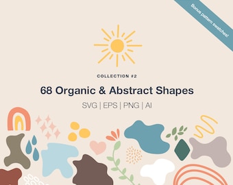 68 hand-drawn organic shapes - Collection 2 - svg png eps ai - use in Canva, Photoshop, Procreate.