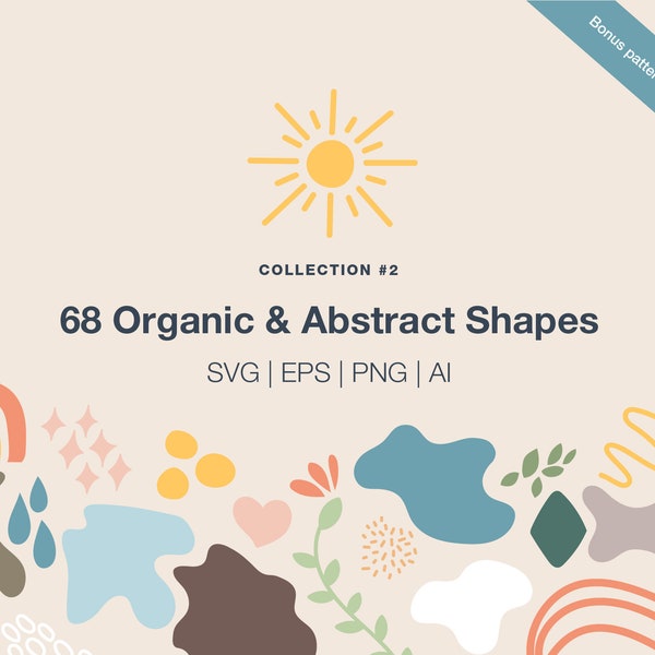 68 hand-drawn organic shapes - Collection 2 - svg png eps ai - use in Canva, Photoshop, Procreate.