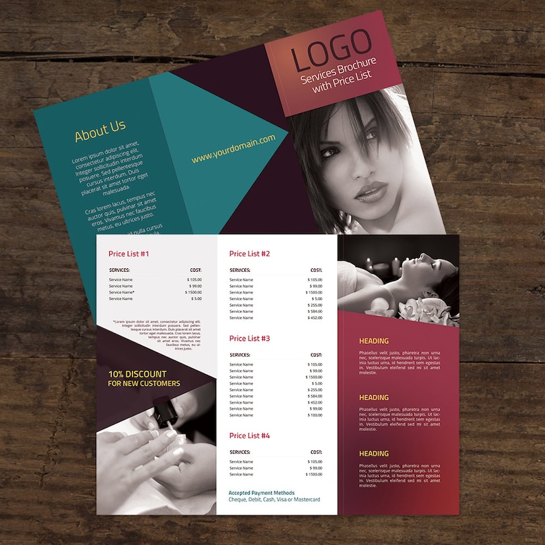 Tri fold Brochure Template W Price List Photoshop Template Etsy tri-fold-brochure-template-w-price-list-photoshop-template-etsy