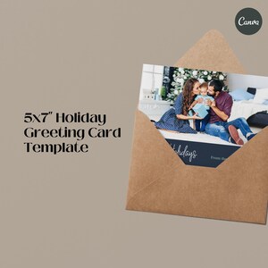Weihnachtsfotokarte Vorlage. Urlaub Familienfoto Urlaub Postkarte Vorlage. 17x1,5 cm.Bearbeitbar in Canva.
