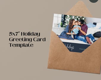 Christmas Photo Card Template: 7x5" Holiday Postcard (Canva Editable, Printable)