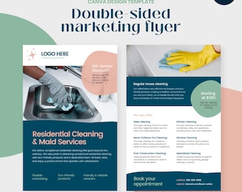 Flyer template for cleaning or home service business - 5.5x8.5 inch - Canva Template