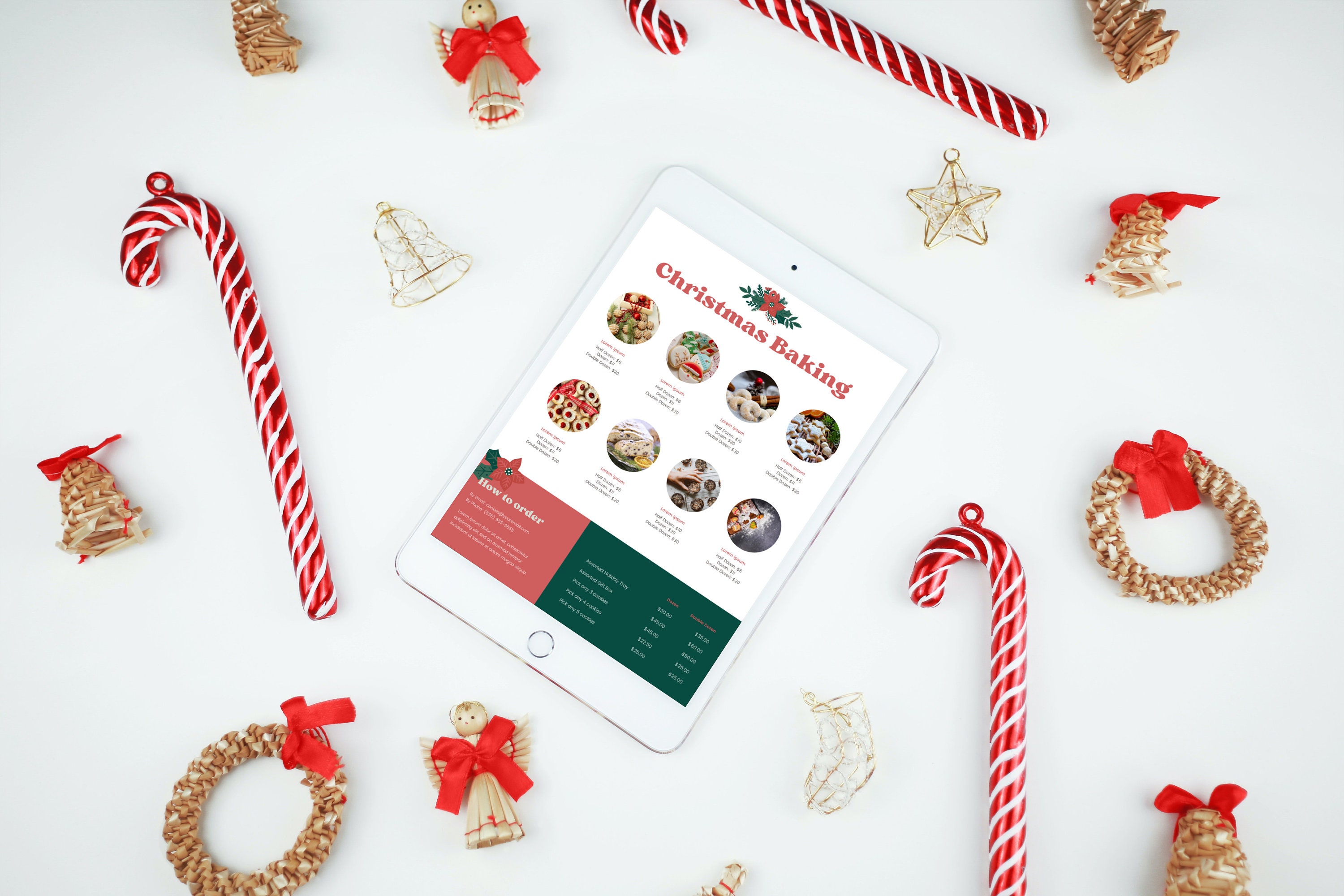 Christmas Bakery Price List / Line Sheet Flyer Template 8.5 X 11 Inches