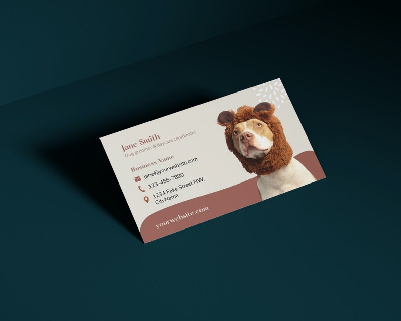 Business card template. For dog groomer, doggie daycare, puppy trainer or pet store. Editable Canva template. image 5