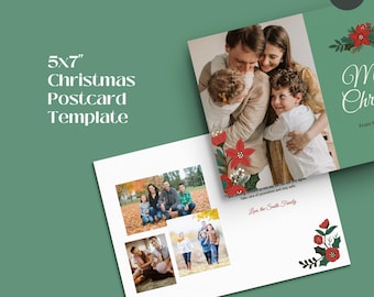 Christmas Photo Card Template: 5x7 Printable Family Postcard (Canva)