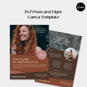 Coaching Flyer Vorlage.  Tauglichkeit. Gesundheit & Wellness. 13x18cm Werbe-Postkarte, doppelseitig. Bearbeitbar in Canva.