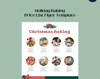 Christmas Baking Price List / Line Sheet Flyer Template 8.5 x 11 inches - Canva Template