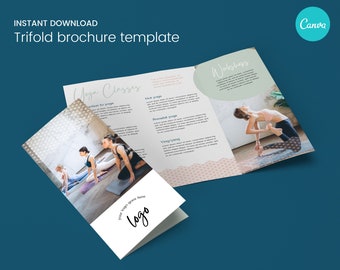 Tri-fold brochure template for yoga or fitness studio - Canva template