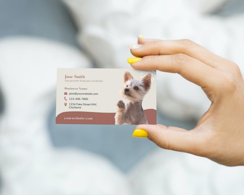 Business card template. For dog groomer, doggie daycare, puppy trainer or pet store. Editable Canva template. image 8