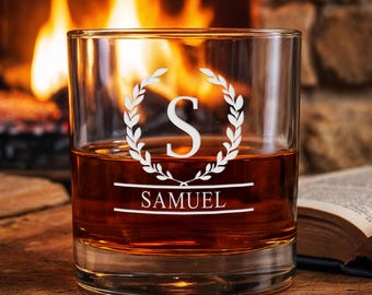Custom Engraved Whiskey Glass – Personalized Bourbon Glass for Him, Groomsmen, Dad, or Anniversary Gift for Men