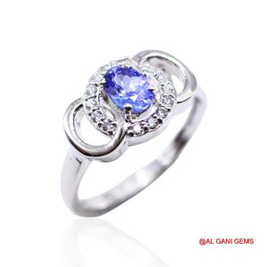 Tanzanite Ring: Oval Gemstone, 925 Sterling Silver Solitaire