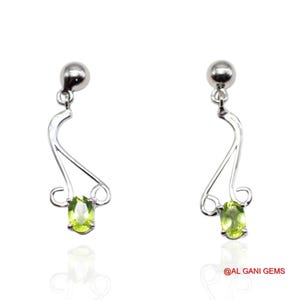 Rare Peridot Drop Earrings: Sterling Silver Dangle Jewelry