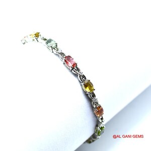 Elegant Tourmaline Bracelet, Gemstone Bracelet, Multicolor Chain Bracelet, 925 Sterling Silver Jewelry, Birthday Gift, Bracelet For Love