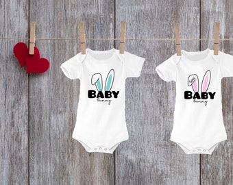 Baby Body Bio-Baumwolle mit Aufdruck Baby Bunny und auf Wunsch mit Namen