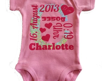 Baby Bodysuit with birth dates - individually printed!