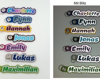 Keychain, 100% wool felt, approx. 4 cm high, contour cut, reflective, your name, e.g. for schoolbags