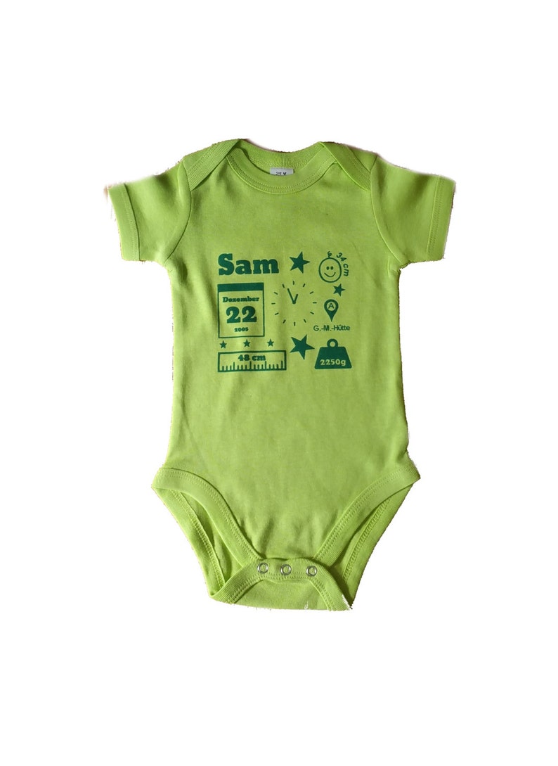 Baby Bodysuit with birth dates individually printed image 1