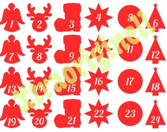 Advent calendar - HTV - heat transver vinyl - diy - iron on - lots of colours - glitter - flocked - holographic - neon - reflective