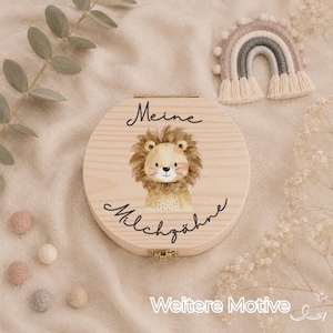 Milchzahndose Holz mit Tiermotiven – Milchzähne Box Kinder | Erinnerungsbox Milchzähne | Geschenk Geburt Taufe Einschulung Kids Zahndose