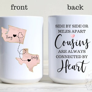Long Distance Cousin Mug, Custom Cousins Mug, Cousin Gift, State To State Mug, Personalized Cousin Mug, Birthday Gift For Cousin, Cousin Mug