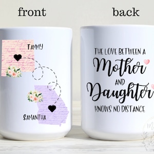 Custom State to State Mug: Mother Daughter Long Distance Gift