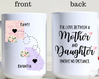 Custom State to State Mug: Mother Daughter Long Distance Gift
