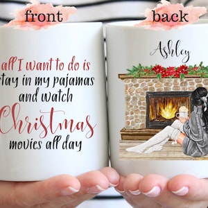 Christmas Movie Watching Mug, Christmas Coffee Mug, Personalized Christmas Gift For Her, Stocking Stuffer, Holiday Mug, Christmas Ornament