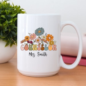 Wildflowers Counselor Mug, Personalized Counselor Gift, School Counselor Gifts, Gift For Counselor, Custom Gift, Counselor Mug, Custom Name
